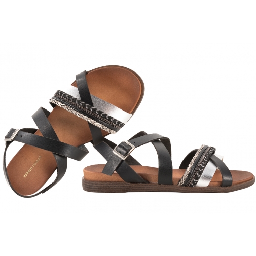 SERGIO LEONE H2A SANDAŁY DAMSKIE PŁASKIE EKO czarne