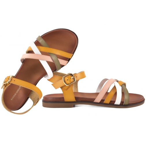 SERGIO LEONE H4C SANDAŁY DAMSKIE PŁASKIE EKO żółte