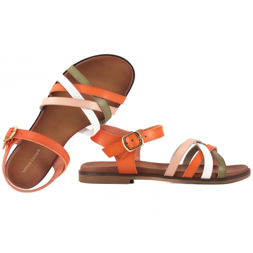 SERGIO LEONE H4B SANDAŁY DAMSKIE PŁASKIE EKO pomarańczowe