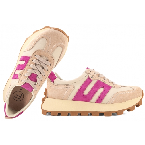 FILIPPO DP6743 PÓŁBUTY SPORTOWE DAMSKIE SNEAKERSY NA PLATFORMIE SKÓRZANE beżowe