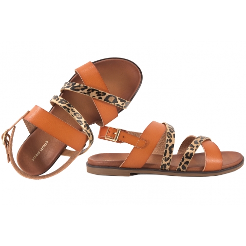 SERGIO LEONE H1B SANDAŁY DAMSKIE PŁASKIE EKO rude