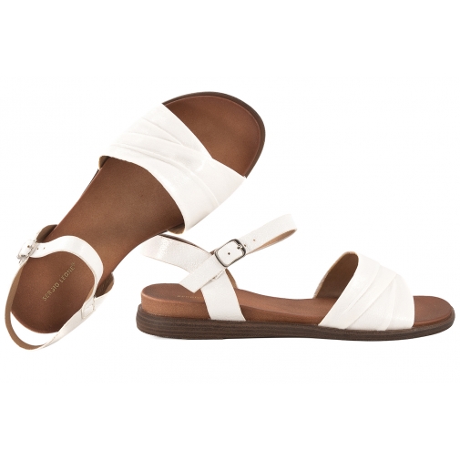 SERGIO LEONE SK068H SANDAŁY DAMSKIE PŁASKIE EKO białe