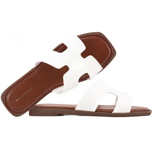 SERGIO LEONE SK091H KLAPKI DAMSKIE PŁASKIE EKO białe