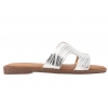 SERGIO LEONE SK091H KLAPKI DAMSKIE PŁASKIE EKO srebrne