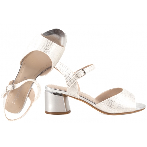 SERGIO LEONE SK846 SANDAŁY DAMSKIE NA OBCASIE srebrne