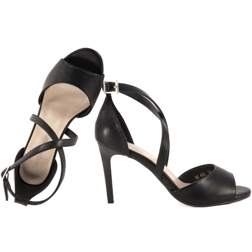 SERGIO LEONE SK432 SANDAŁY DAMSKIE SZPILKI czarne