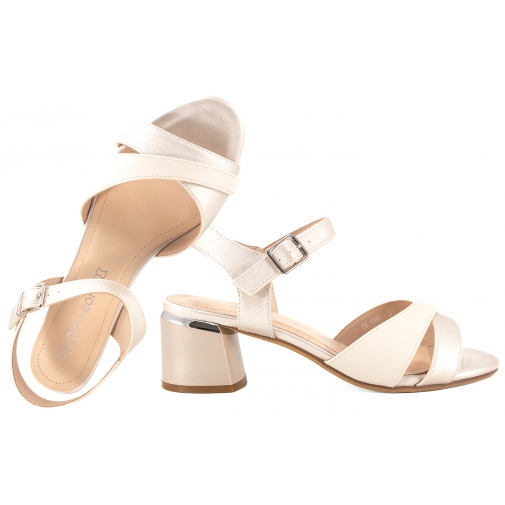 SERGIO LEONE SK886 SANDAŁY DAMSKIE NA OBCASIE  j.szary/pera