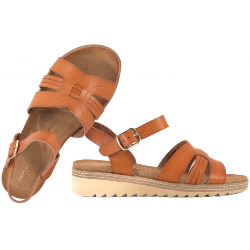 SERGIO LEONE SK079H SANDAŁY DAMSKIE NA KOTURNIE j.brąz