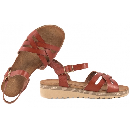 SERGIO LEONE SK093H SANDAŁY DAMSKIE NA KOTURNIE kasztanowy