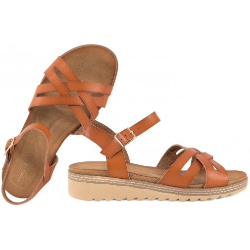 SERGIO LEONE SK093H SANDAŁY DAMSKIE NA KOTURNIE brązowy