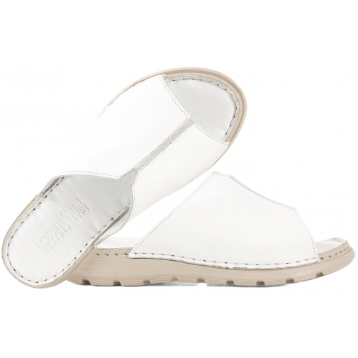 LORETTA VITALE K213 KLAPKI DAMSKIE KOTURN SKÓRA białe