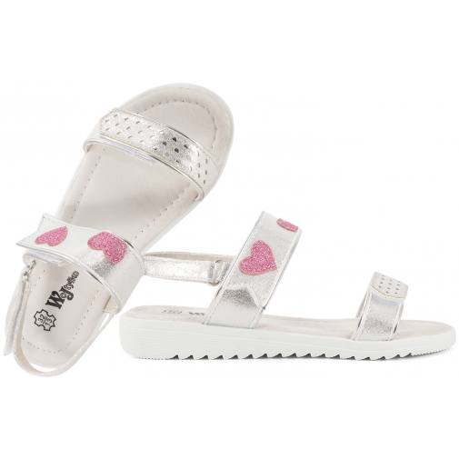 WOJTYŁKO 5S22308 SANDAŁKI DZIEWCZĘCE SANDAŁY EKO RZEPY srebrne
