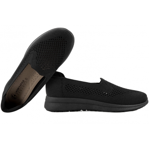 LADIE'S STYLE WY23715 WSUWKI TEKSTYLNE TENISÓWKI AŻUROWE DAMSKIE czarne