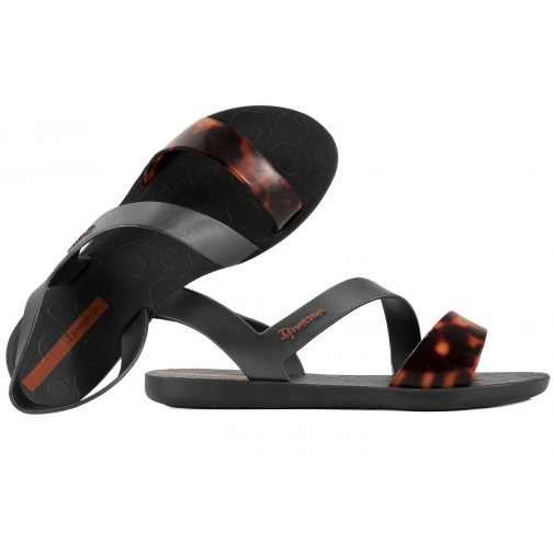 IPANEMA 82429 VIBE SANDAL PŁASKIE SANDAŁY DAMSKIE PLAŻOWE czarne bursztynowe