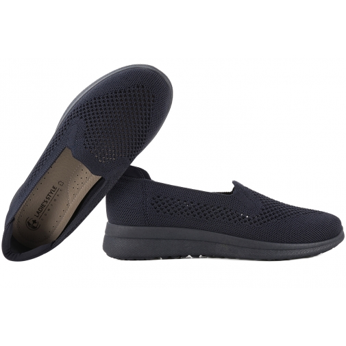LADIE'S STYLE WY23715 WSUWKI TEKSTYLNE TENISÓWKI AŻUROWE DAMSKIE granat