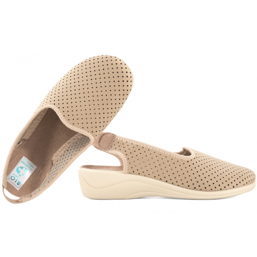 ADANEX 29573 AŻUROWE TEKSTYLNE SANDAŁY SANITARNE DOMOWE KOTURN BIO PU