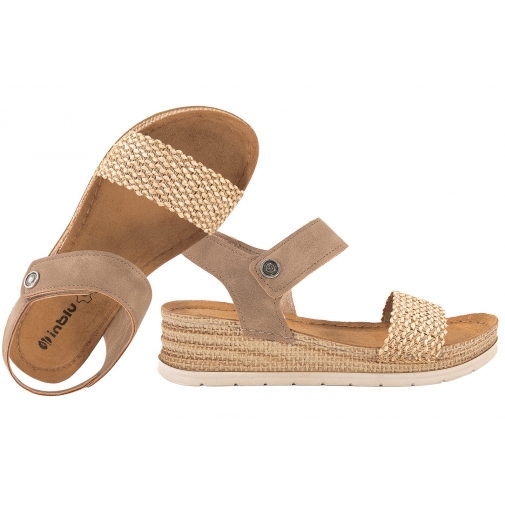 INBLU RV-14 SANDAŁY DAMSKIE NA KOTURNIE SOFT PU SKÓRZANA WKŁADKA j.brąz