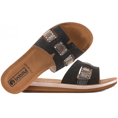 INBLU ZO-08 KLAPKI DAMSKIE PŁASKIE COMFORT SOFT PU czarne