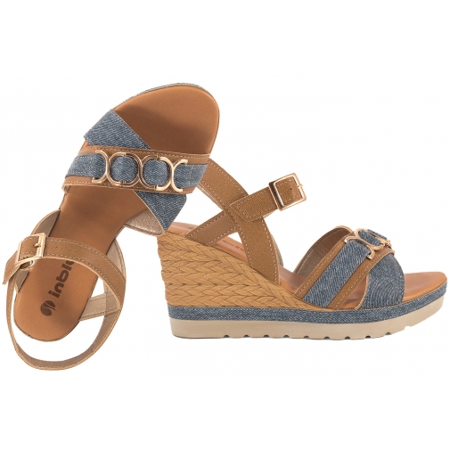 INBLU FG-41 SANDAŁY DAMSKIE KOMFORT SOFT EKO camel/jeans