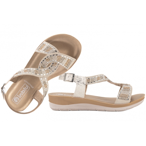 INBLU BV-43 SANDAŁY DAMSKIE COMFORT SOFT EKO PU zimnybeż/srebrny