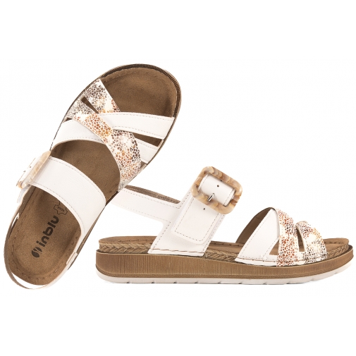 INBLU GS-56 SANDAŁY DAMSKIE KOMFORT SOFT PU SKÓRZANA WKŁADKA białe