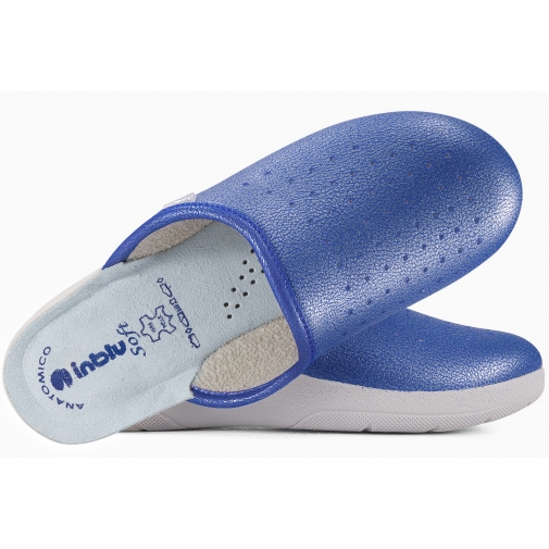 INBLU 50-33N KLAPKI DAMSKIE PEŁNE COMFORT SANITARNE KOTURN PU "jeans"