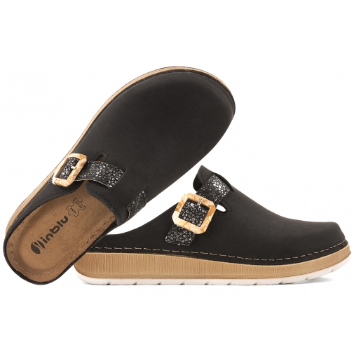 INBLU GS-54 KLAPKI DAMSKIE PEŁNE EKO KOMFORT SKÓRZANA WKŁADKA PU czarne