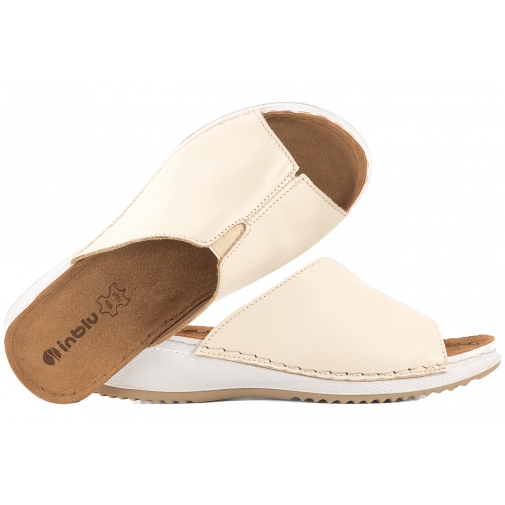 INBLU SD-4KU SKÓRZANE KLAPKI DAMSKIE KOTURN KOMFORT SOFT PU beżowe