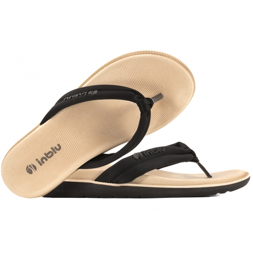 INBLU SF-04 JAPONKI DAMSKIE KLAPKI LETNIE PLAŻOWE TEKSTYLNE czarne