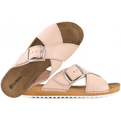 INBLU VO-4GU SKÓRZANE KLAPKI DAMSKIE KOMFORT SOFT PU różowe