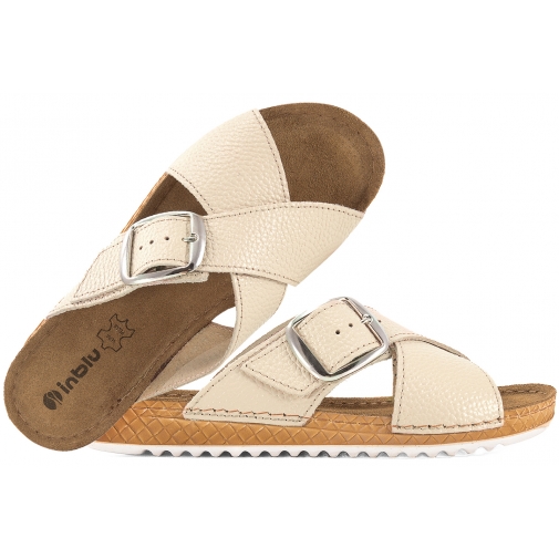 INBLU VO-4GU SKÓRZANE KLAPKI DAMSKIE KOMFORT SOFT PU słomkowy