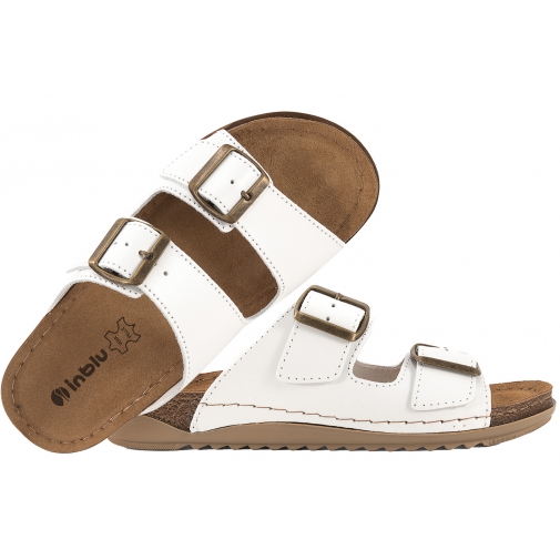 INBLU AA-2KU SKÓRZANE KLAPKI DAMSKIE SANITARNE KOMFORT SOFT białe