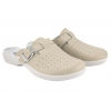 INBLU AE-01 AŻUROWE KLAPKI DAMSKIE PEŁNE SANITARNE MEDYCZNE PU beżowe