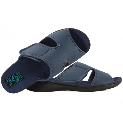 ADANEX 29493 KLAPKI DAMSKIE SANITARNE DOMOWE KAPCIE PAPCIE RZEP BIO PU granatowe