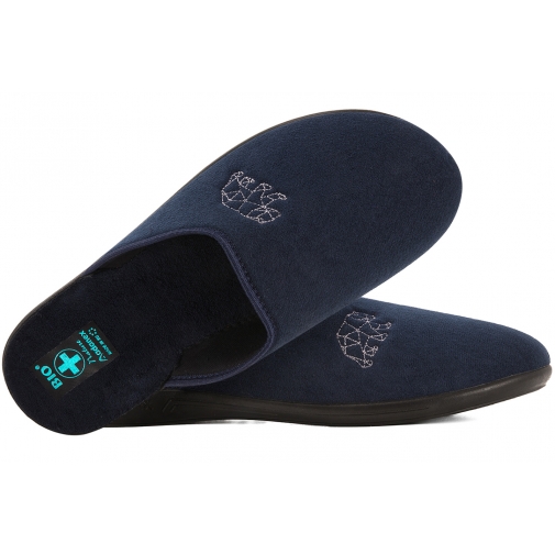 ADANEX 29257 TEKSTYLNE DOMOWE MĘSKIE KAPCIE PAPCIE KLAPKI BIO PU granatowe
