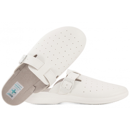 ADANEX 29469 KLAPKI MĘSKIE SANITARNE MEDYCZNE PEŁNE BIO PU białe