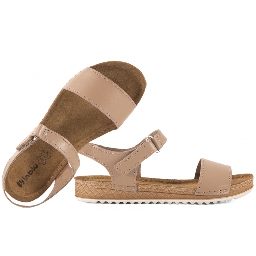 INBLU VO-4CU SKÓRZANE SANDAŁY DAMSKIE KOMFORT SOFT PU beżowy