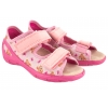 BEFADO 063X032 SANDAŁKI DZIEWCZĘCE DOMOWE TEKSTYLNE KAPCIE PAPCIE WKŁ.SKÓRA