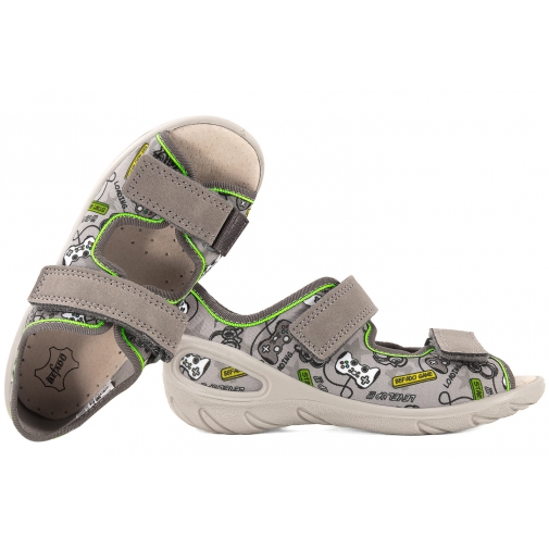 BEFADO 063X021 SANDAŁKI CHŁOPIĘCE DOMOWE TEKSTYLNE KAPCIE PAPCIE WKŁ.SKÓRA