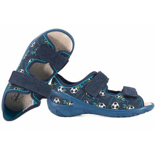 BEFADO 063X020 SANDAŁKI CHŁOPIĘCE DOMOWE TEKSTYLNE KAPCIE PAPCIE WKŁ.SKÓRA