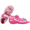 BEFADO 063P001 SANDAŁKI DZIEWCZĘCE DOMOWE TEKSTYLNE KAPCIE PAPCIE WKŁ. SKÓRA