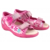 BEFADO 063P001 SANDAŁKI DZIEWCZĘCE DOMOWE TEKSTYLNE KAPCIE PAPCIE WKŁ. SKÓRA
