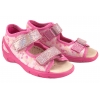 BEFADO 063P015 SANDAŁKI DZIEWCZĘCE DOMOWE TEKSTYLNE KAPCIE PAPCIE WKŁ. SKÓRA