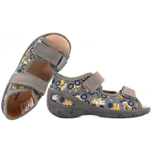 BEFADO 063P012 SANDAŁKI CHŁOPIĘCE DOMOWE TEKSTYLNE KAPCIE PAPCIE WKŁ.SKÓRA