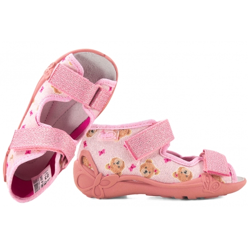 BEFADO 342P069 SANDAŁKI TEKSTYLNE DZIEWCZĘCE DOMOWE KAPCIE PAPCIE WKŁ.SKÓRA