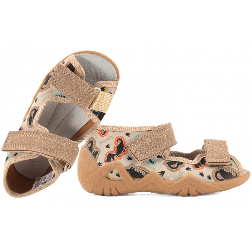 BEFADO 350P057 SANDAŁKI CHŁOPIĘCE TEKSTYLNE DOMOWE KAPCIE PAPCIE WKŁ.SKÓRA