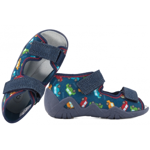 BEFADO 350P056 SANDAŁKI CHŁOPIĘCE TEKSTYLNE DOMOWE KAPCIE PAPCIE WKŁ.SKÓRA