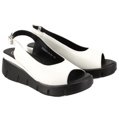 FILIPPO DS3595 SKÓRZANE SANDAŁY DAMSKIE KOTURN NA PLATFORMIE białe