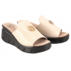FILIPPO DK3596 SKÓRZANE KLAPKI DAMSKIE KOTURN NA PLATFORMIE beżowe