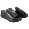 FILIPPO DK3596 SKÓRZANE KLAPKI DAMSKIE KOTURN NA PLATFORMIE czarne